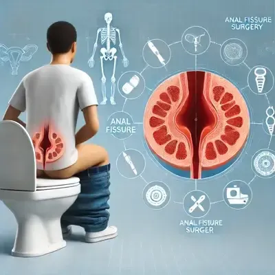 بیمار در حال تجربه درد مقعدی ناشی از شقاق و بررسی مراحل جراحی یا لیزر