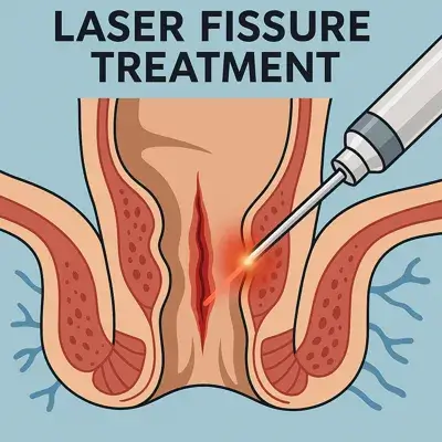 تصویر آموزشی از عمل فیشر با لیزر و نحوه درمان شقاق مزمن
