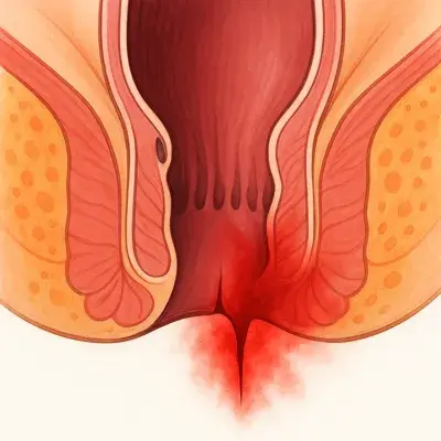 شقاق مقعدی و التهاب ناحیه مقعد در تصویر شماتیک پزشکی