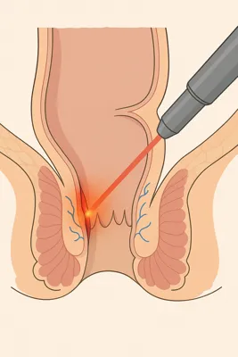 لیزر نقطهای شقاق با نمایش عضلات اسفنکتر داخلی و خارجی