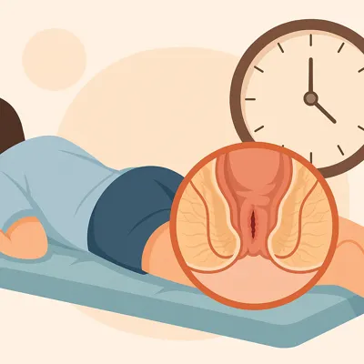 دوره نقاهت بعد از عمل شقاق با لیزر به‌صورت شماتیک