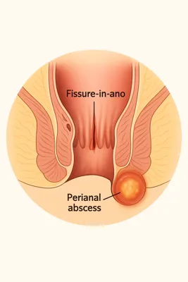 تصویر شقاق مقعدی و آبسه اطراف مقعد