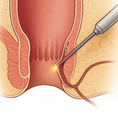 تصویر شماتیک درمان فیستول با لیزر به روش نوین پزشکی