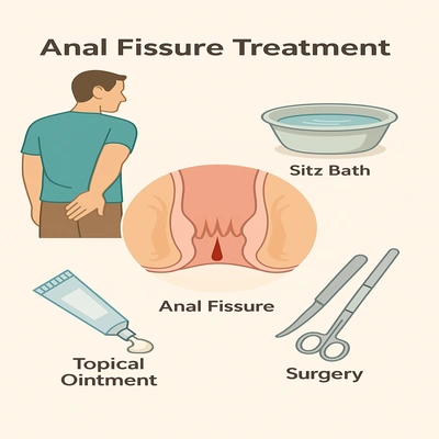 تصویر آموزشی ترک مقعد و درمان شقاق مقعدی