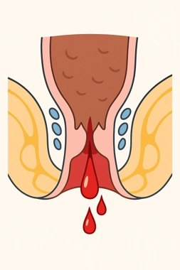تصویر شماتیک فیشر مقعدی و خونریزی شقاق