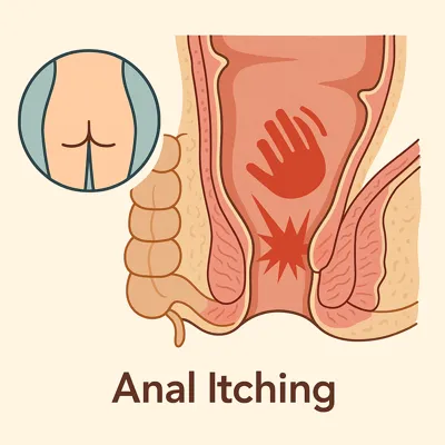 نمودار پزشکی خارش مقعدی همراه با سوزش و التهاب