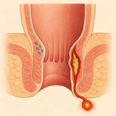 عکس آموزشی فیستول مقعدی و عوارض درمان نکردن