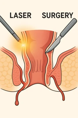 تصویر آموزشی عمل فیستول با لیزر و جراحی سنتی