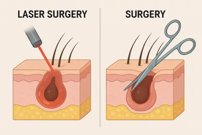 عمل کیست مویی با لیزر بهتر است یا عمل جراحی