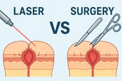 تصویر آموزشی تفاوت لیزر و جراحی کیست مویی