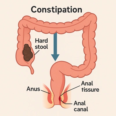 زخم مقعدی در اثر یبوست و تاثیر خشکی مدفوع بر مقعد