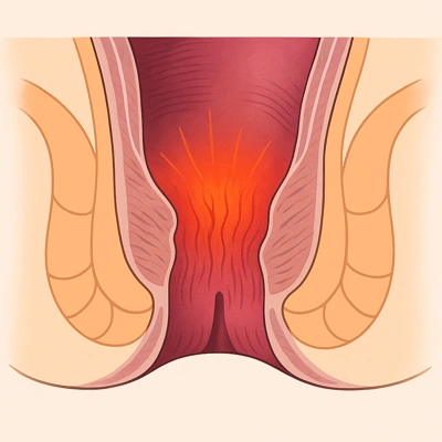 تصویر شماتیک التهاب ناحیه نشیمنگاهی و قرمزی بافت