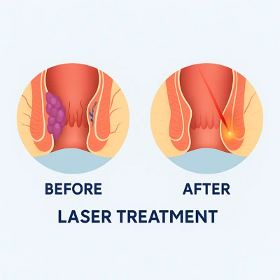 قبل و بعد لیزر در درمان هموروئید داخلی و بواسیر