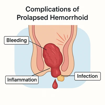 عوارض بواسیر بیرون‌زده شامل خونریزی و التهاب مقعد