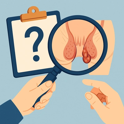 نمای شماتیک التهاب ناحیه نشیمنگاه و بررسی پزشکی دقیق