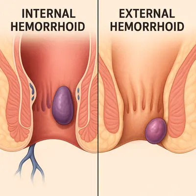 تفاوت ظاهری بواسیر داخلی و خارجی در ناحیه مقعد زنان