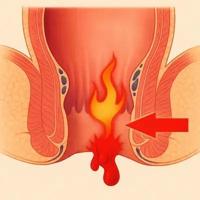 سوزش و التهاب مقعد بهصورت تصویر آموزشی شماتیک