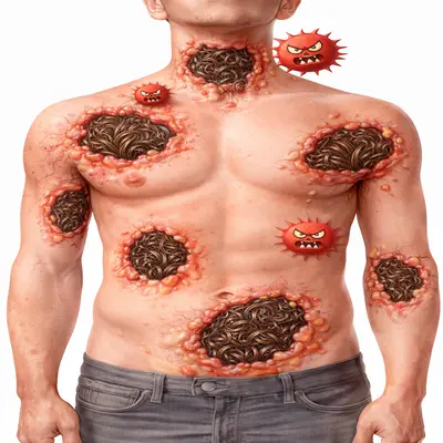 کیست مویی با موهای کلفت زیرپوستی